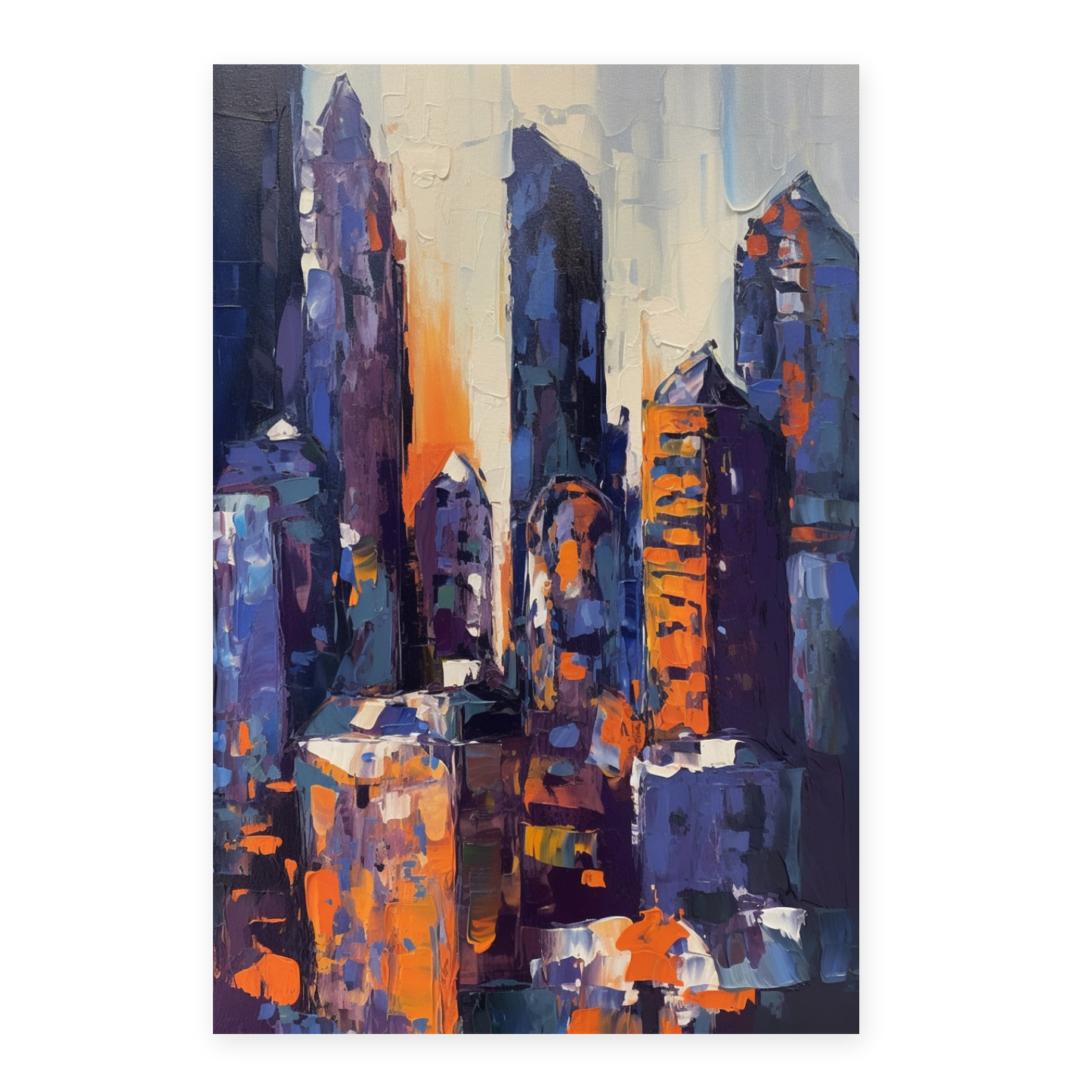 Cartel de Silueta de Ciudad al Atardecer