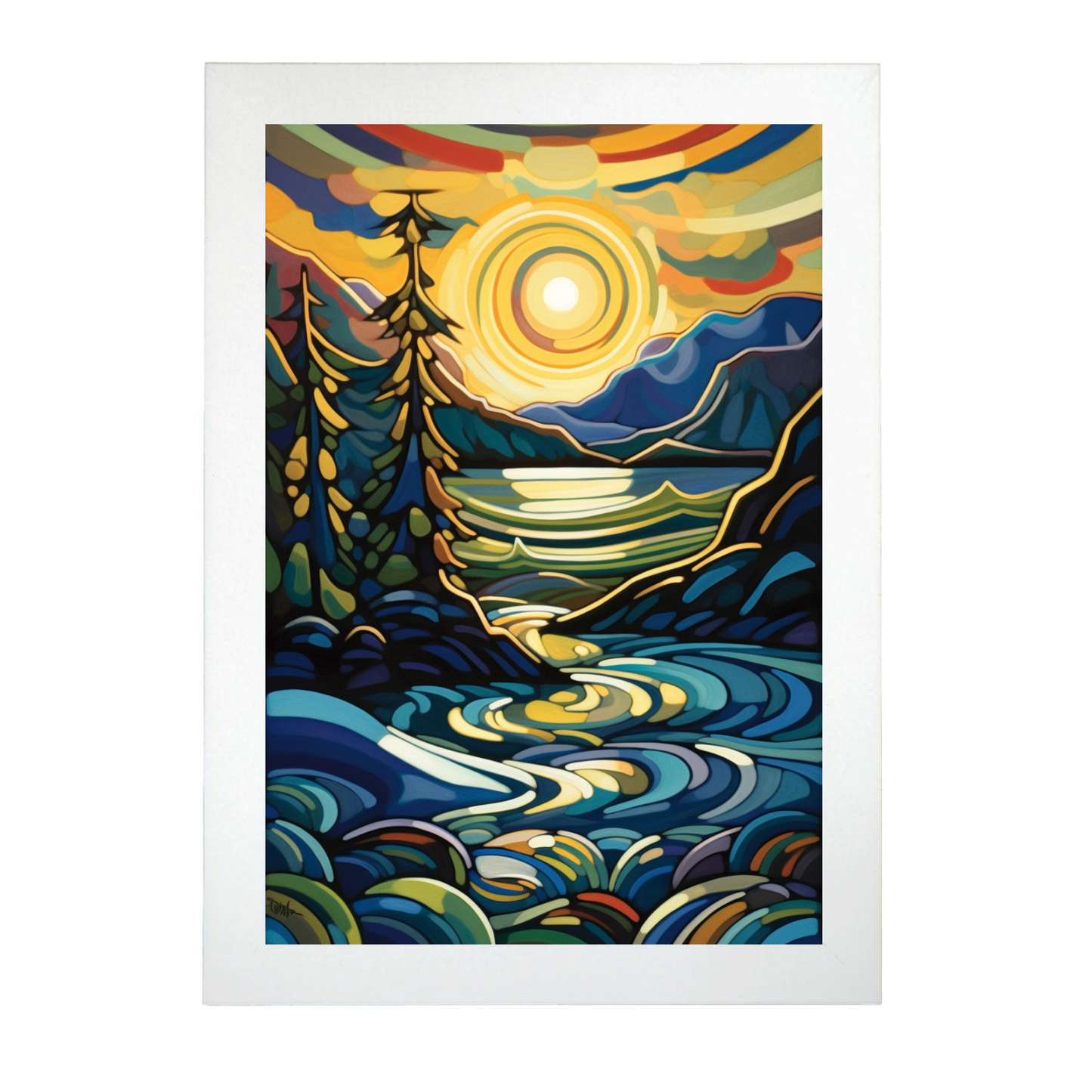 Lámina de Playa al Atardecer en Pintura al Óleo