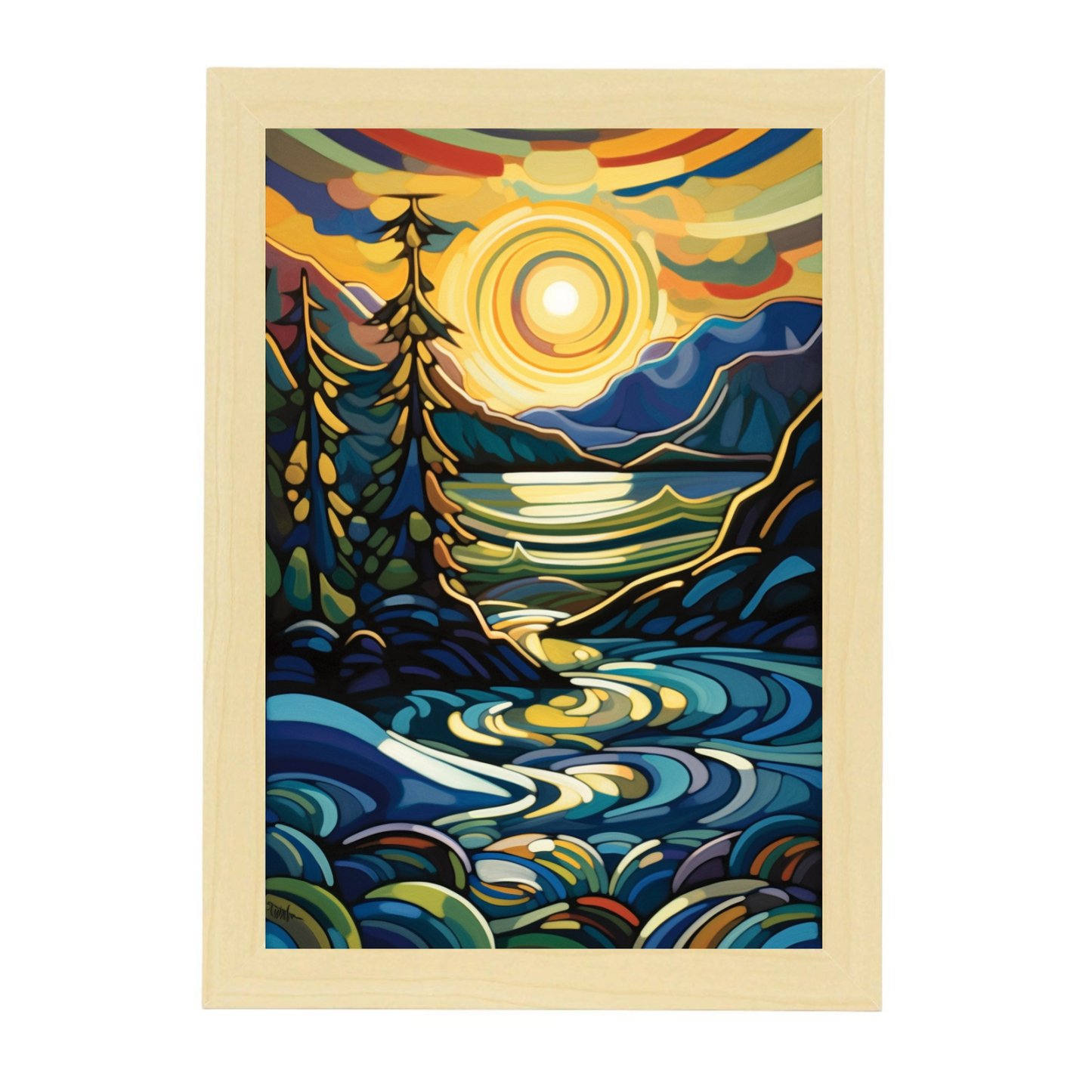 Lámina de Playa al Atardecer en Pintura al Óleo