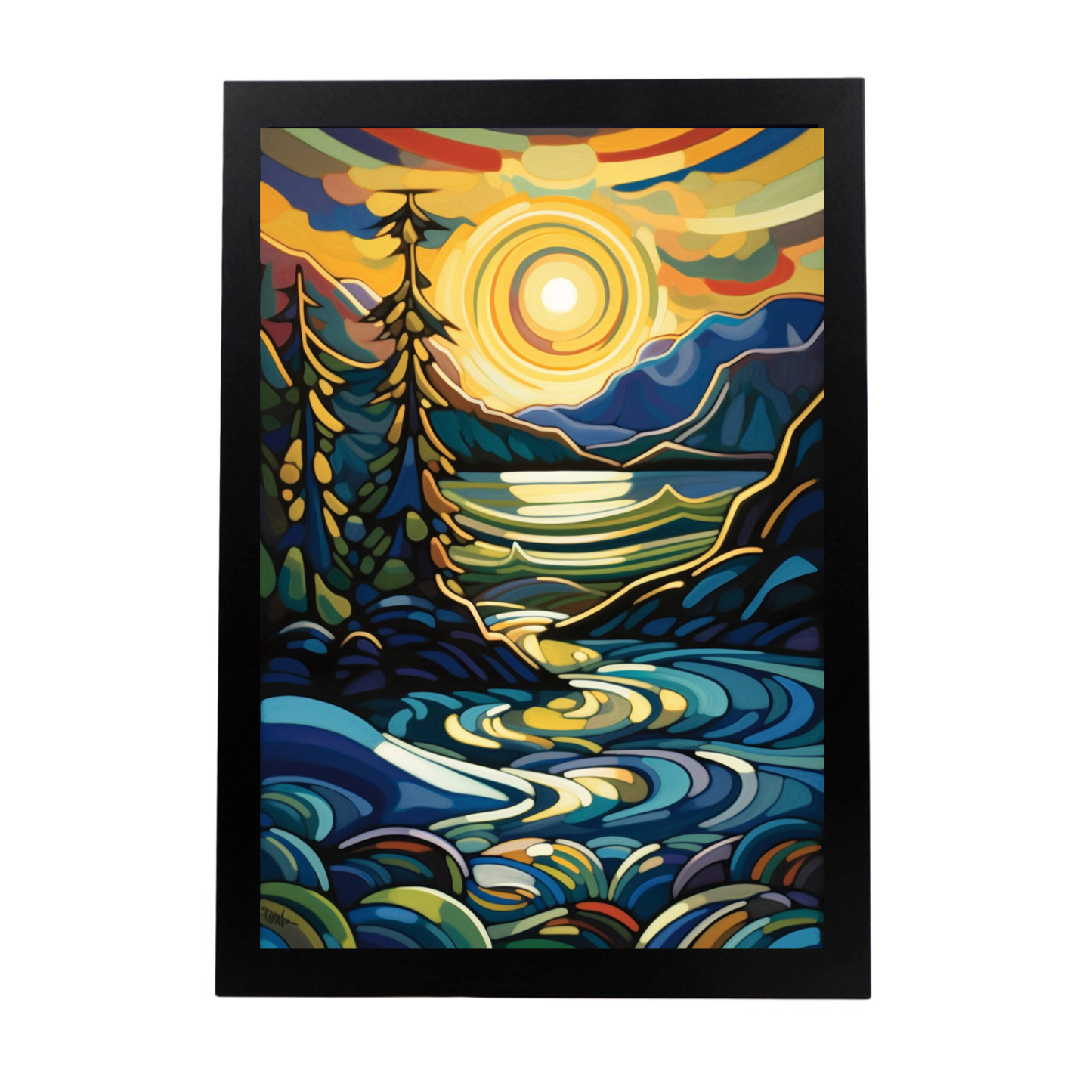 Lámina de Playa al Atardecer en Pintura al Óleo