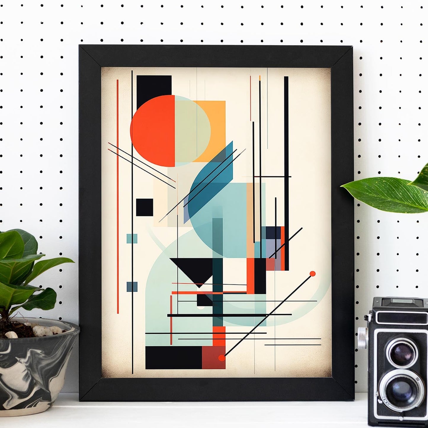 Cartel Geométrico con Fondo de Bauhaus