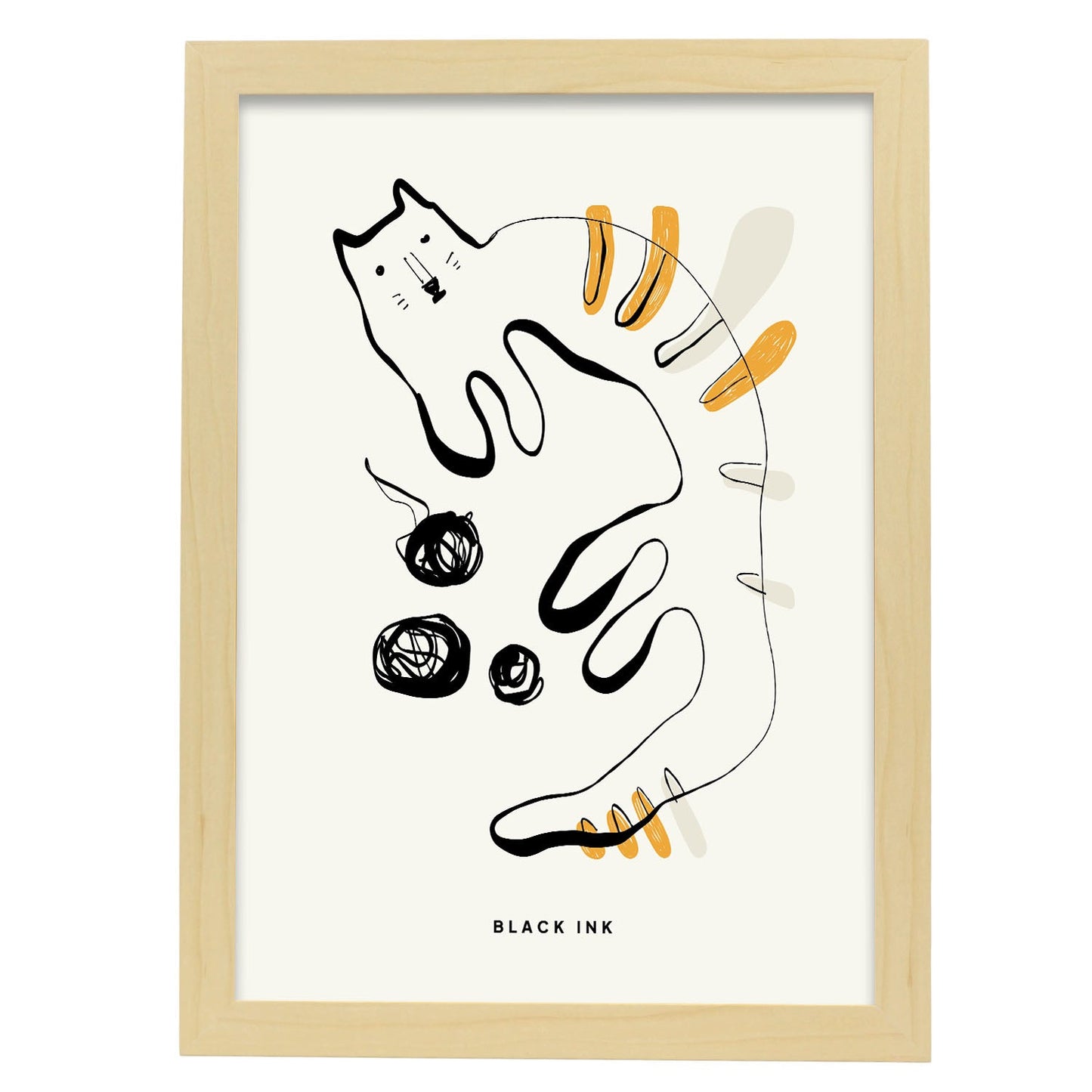 Cat String-Artwork-Nacnic-A3-Marco Madera clara-Nacnic Estudio SL