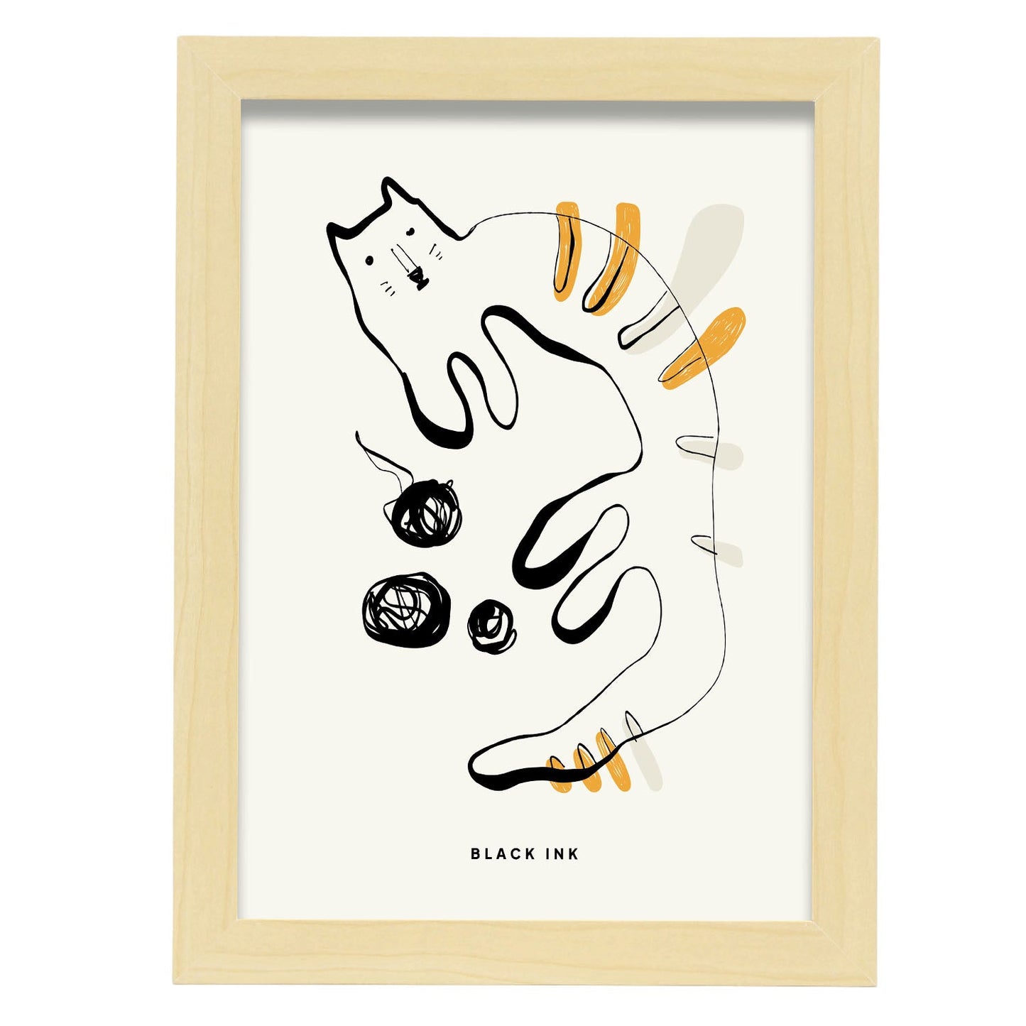 Cat String-Artwork-Nacnic-A4-Marco Madera clara-Nacnic Estudio SL