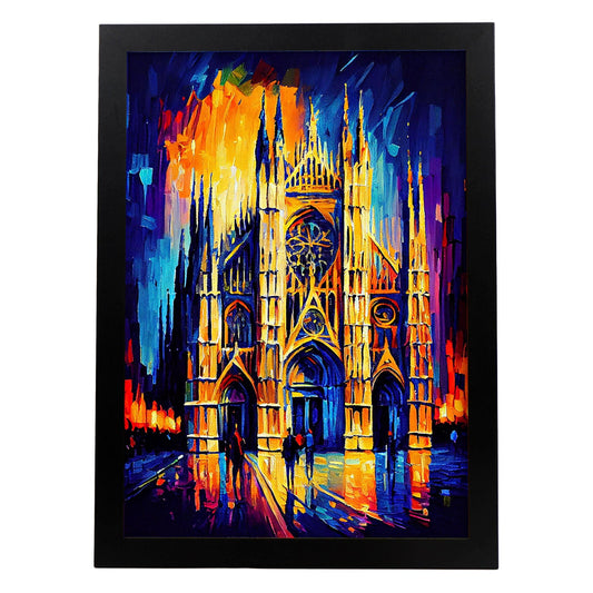 Catedral de Milán Nacnic Milán Italia PERRAMA DE PINTURA DEL OLLO. Estampados de arte de pared estético para el diseño de dormitorio o sala de estar.-Artwork-Nacnic-A4-Sin marco-Nacnic Estudio SL