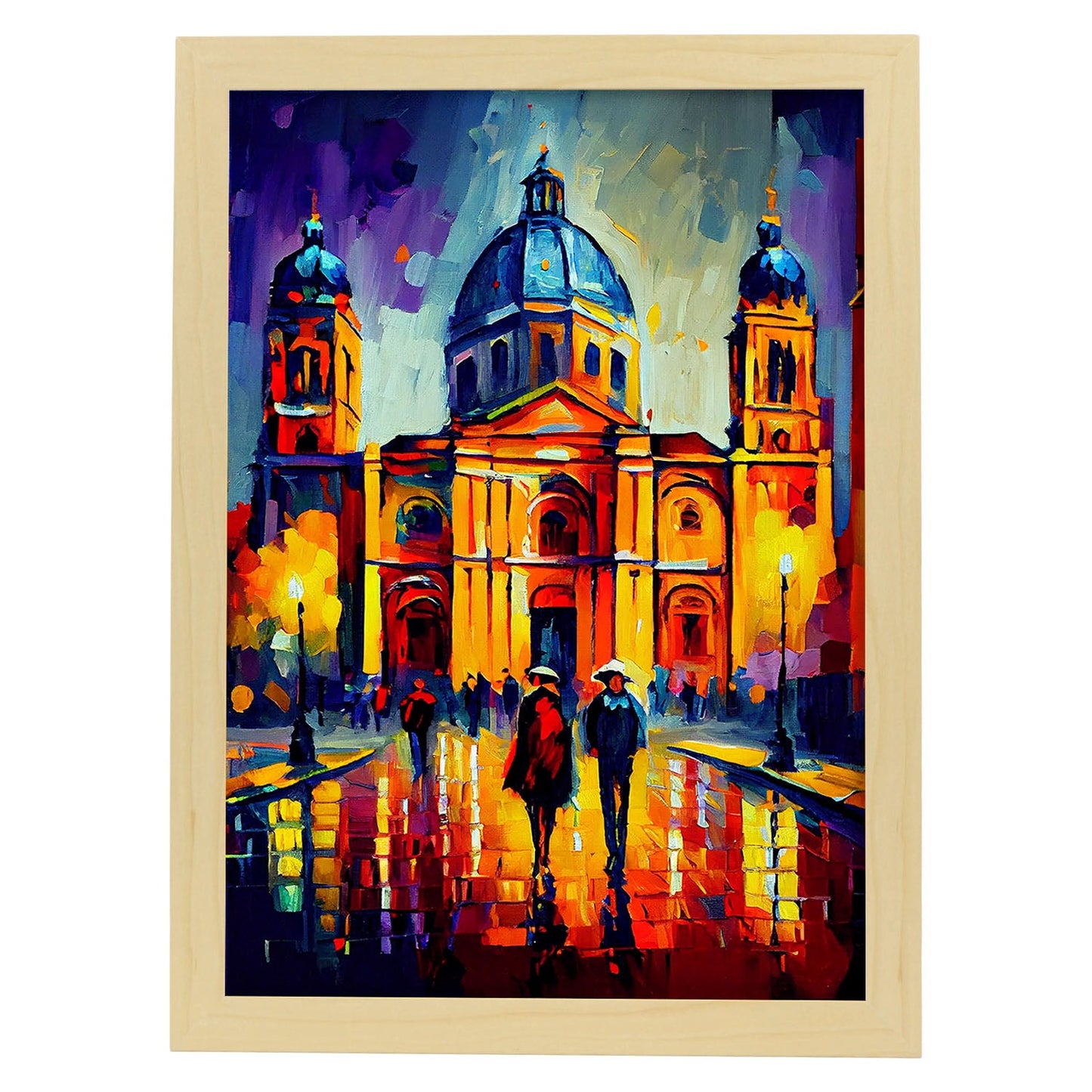Catedral metropolitana nacnica Ciudad de México México Oil Painti. Estampados de arte de pared estético para el diseño de dormitorio o sala de estar.-Artwork-Nacnic-A4-Marco Madera clara-Nacnic Estudio SL