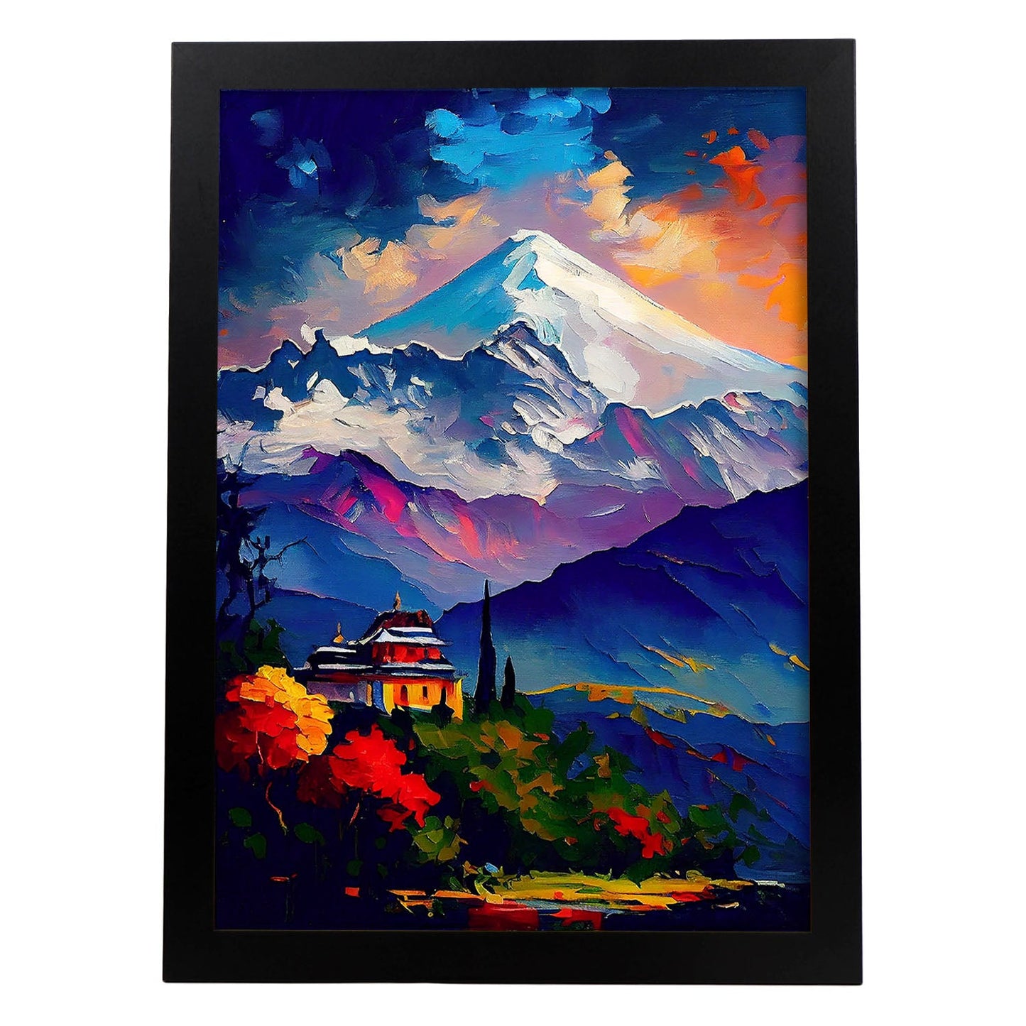 Cepillo de pintura al óleo nacnic kangchenjunga golpes coloridos h. Estampados de arte de pared estético para el diseño de dormitorio o sala de estar.-Artwork-Nacnic-A4-Sin marco-Nacnic Estudio SL
