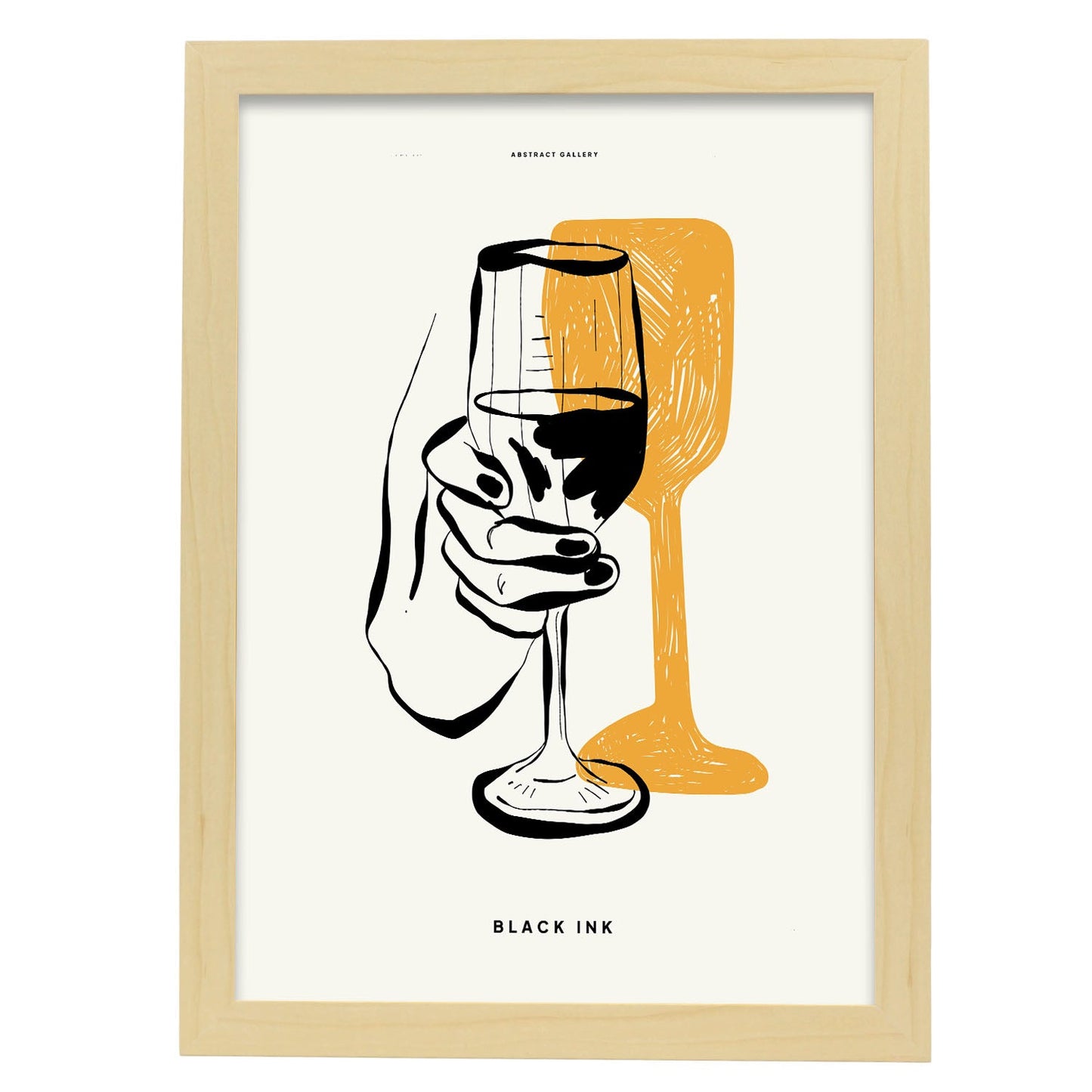 Champagne Glass-Artwork-Nacnic-A3-Marco Madera clara-Nacnic Estudio SL
