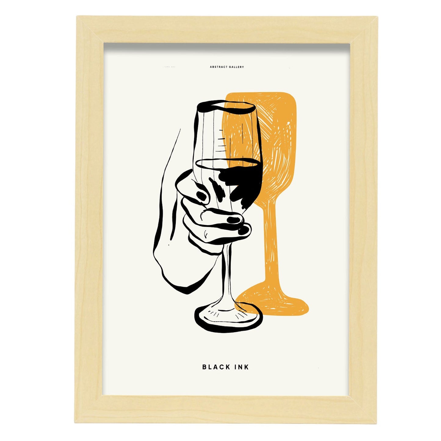 Champagne Glass-Artwork-Nacnic-A4-Marco Madera clara-Nacnic Estudio SL