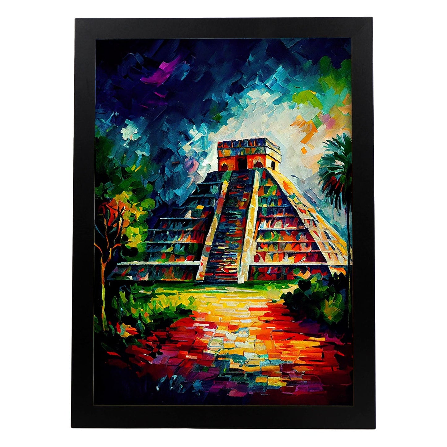Chichen nacnico itza yucatan mexico pincel de pintura al óleo. Estampados de arte de pared estético para el diseño de dormitorio o sala de estar.-Artwork-Nacnic-A4-Sin marco-Nacnic Estudio SL