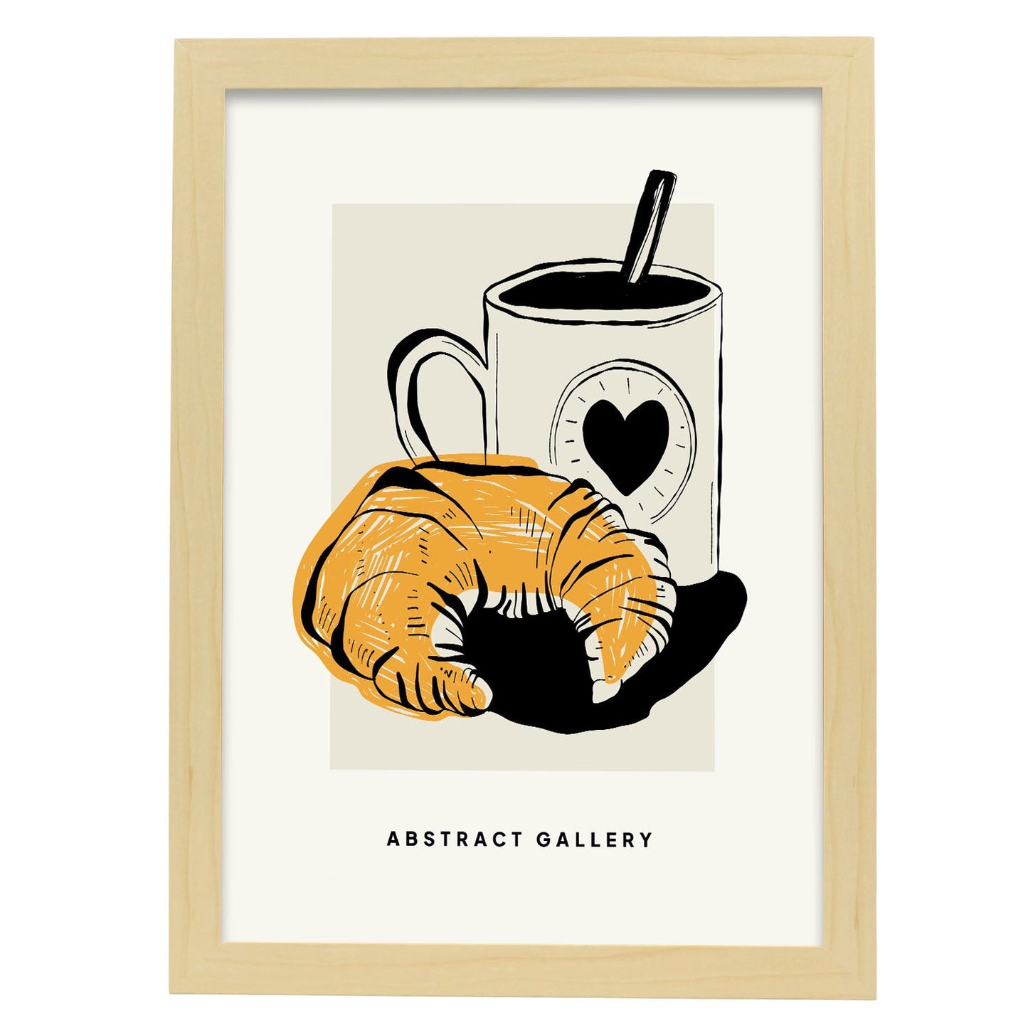 Coffee Croissant-Artwork-Nacnic-A3-Marco Madera clara-Nacnic Estudio SL