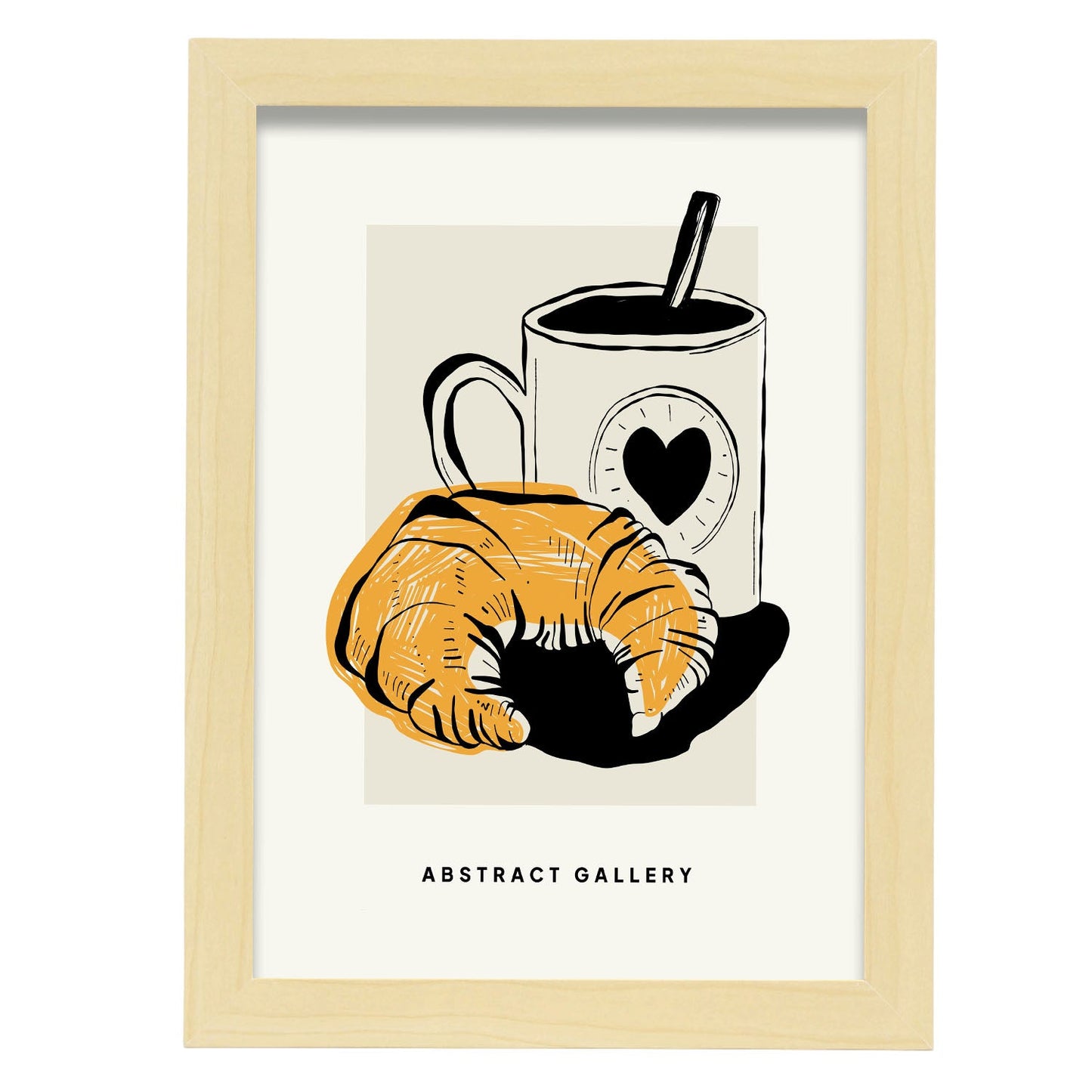 Coffee Croissant-Artwork-Nacnic-A4-Marco Madera clara-Nacnic Estudio SL