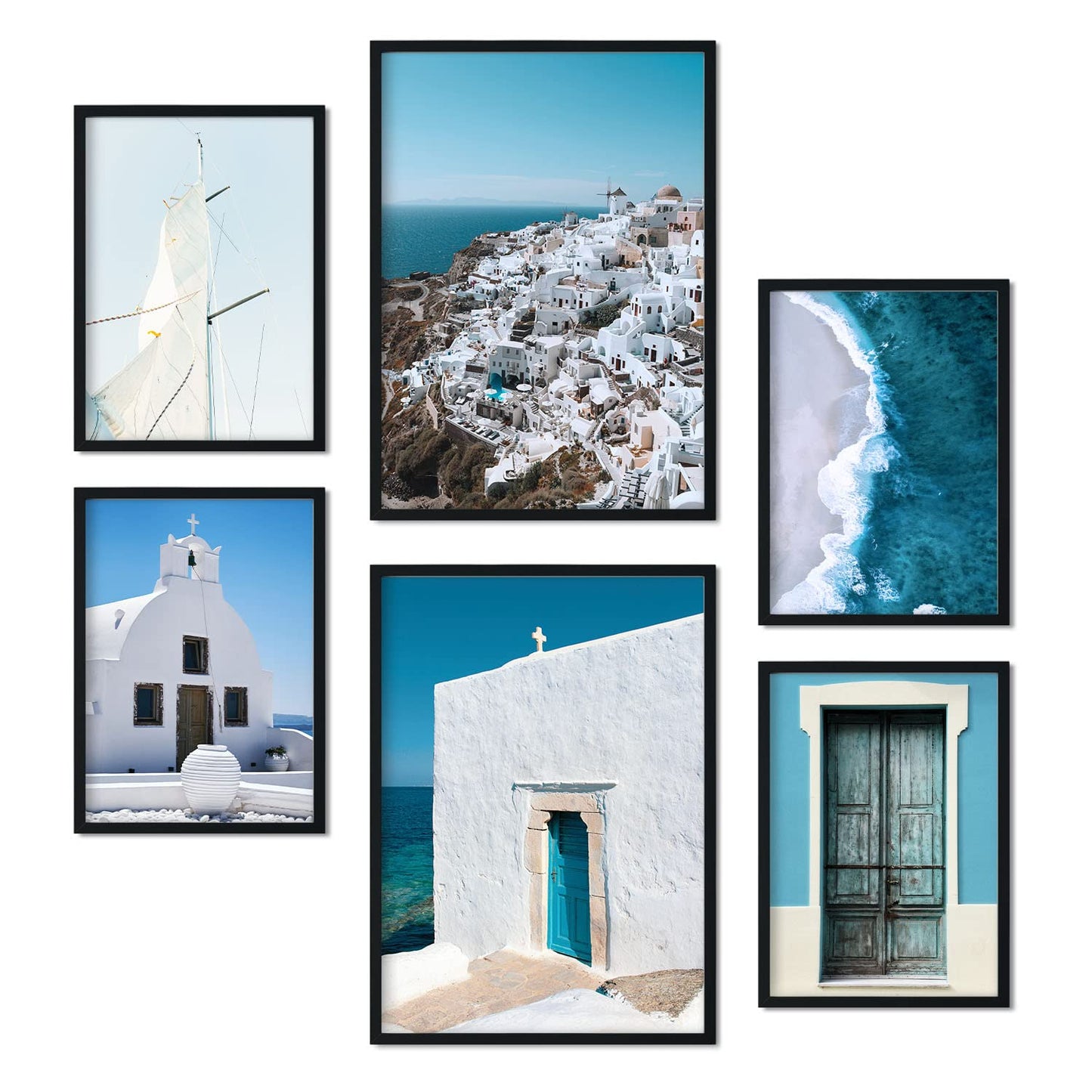 - Conjunto 6 Pósters Fotografía Islas Griegas - Láminas Impresión Arte Mural Verano en Grecia - Decoración Hogar - Tamaños A3 y A4.-Artwork-Nacnic-Nacnic Estudio SL