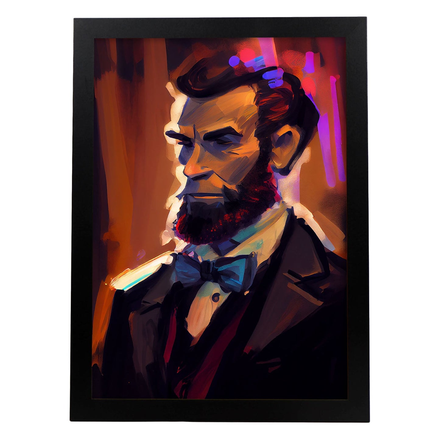 Dibujo de figura dinámica de estilo Nacnic Abraham Lincoln Pixar. Estampados de arte de pared estético para el diseño de dormitorio o sala de estar.-Artwork-Nacnic-A3-Sin marco-Nacnic Estudio SL