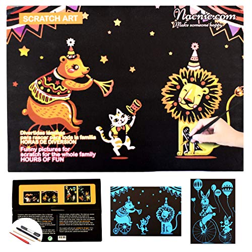 Dibujos para rascar.Animales infantiles. Láminas con fondo colorido para rascar. Scratch Painting. Manualidad para rascar Serie ciudades.Hojas de rascar. Sets de 4 hojas de 20x14 cm.-Nacnic-Nacnic Estudio SL