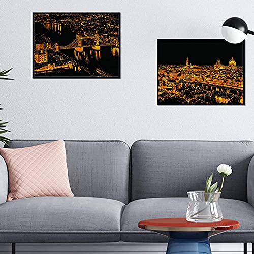 Dibujos para rascar.Londres, Florencia, y Louvre Paris. Láminas con fondo colorido para rascar. Scratch Painting. Manualidad para rascar Serie ciudades.Hojas de rascar. Sets de 3 hojas de 21x29.7cm-Nacnic-Nacnic Estudio SL