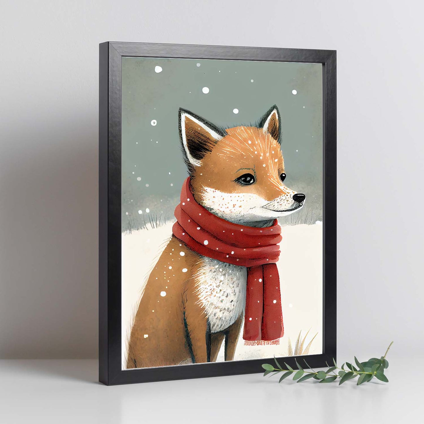 Dingo nacnico lindo bebé con rojo. Estampados de arte de pared estético para el diseño de dormitorio o sala de estar.-Artwork-Nacnic-Nacnic Estudio SL