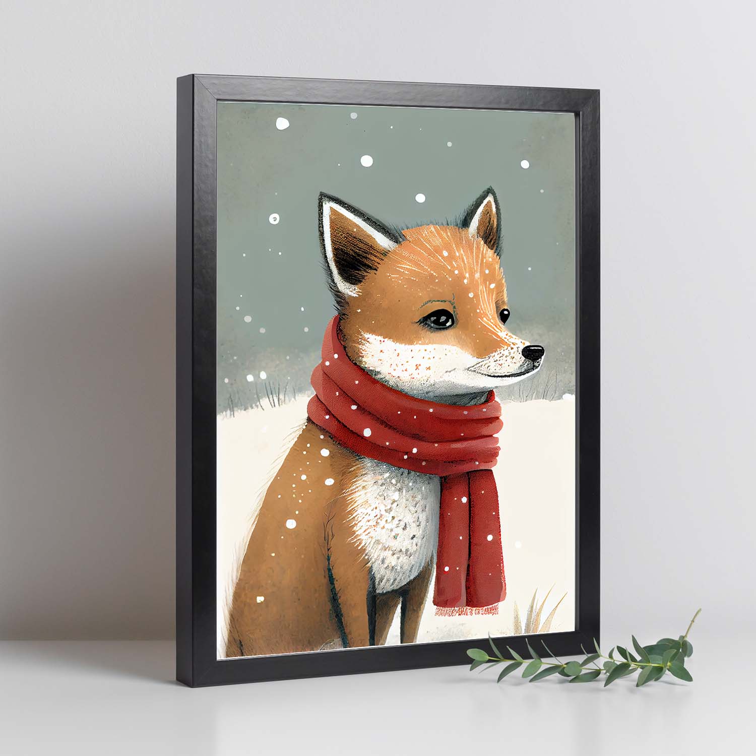 Dingo nacnico lindo bebé con rojo. Estampados de arte de pared estético para el diseño de dormitorio o sala de estar.-Artwork-Nacnic-Nacnic Estudio SL