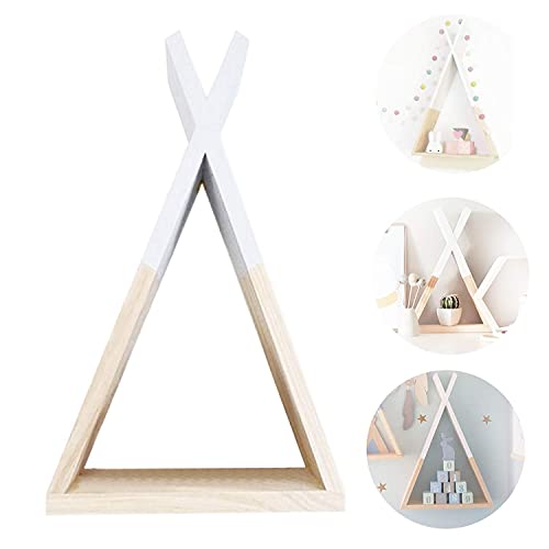 Dos estanterias de pared blancas. Estante flotante triangular de pared. Estantería flotante de habitación de niños y bebés, salón. Estantes de pared de madera para almacenamiento. Grande y mediana-Nacnic-Nacnic Estudio SL