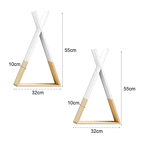 Dos estanterias de pared blancas. Estante flotante triangular de pared. Grande.-Nacnic-Nacnic Estudio SL