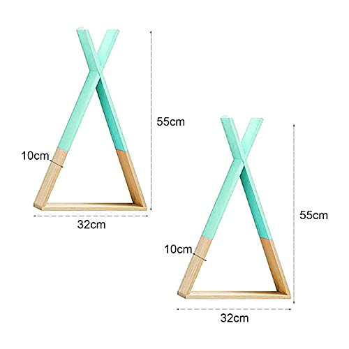 Dos estanterias de pared turquesas. Estante flotante triangular de pared. Grande.-Nacnic-Nacnic Estudio SL