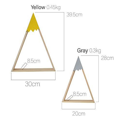 Estantería de pared amarilla de estilo nórdico. Estante doble flotante triangular de pared.-Nacnic-Nacnic Estudio SL