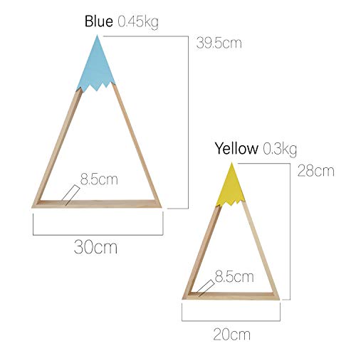 Estantería de pared azul de estilo nórdico. Estante doble flotante triangular de pared. Estantería flotante de habitación de niños y bebés, salón. Estantes de pared de madera para almacenamiento.-Nacnic-Nacnic Estudio SL