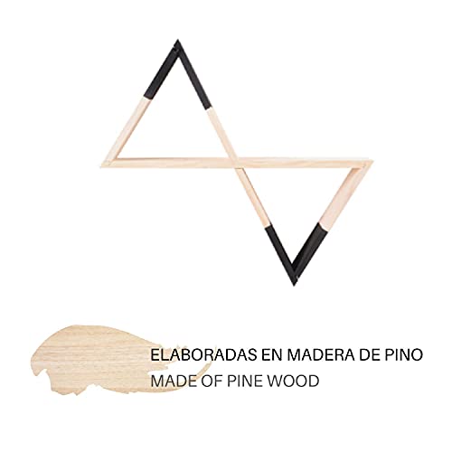 Estantería de pared negra de estilo nórdico. Estante doble flotante triangular de pared. Estantería flotante de habitación de niños y bebés, salón. Estantes de pared de madera para almacenamiento.-Nacnic-Nacnic Estudio SL