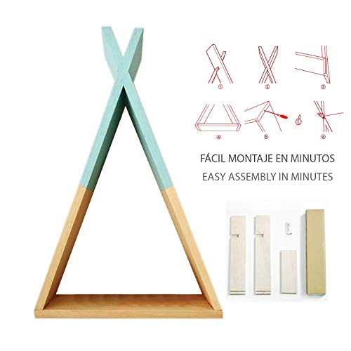 Estantería de pared turquesa de estilo nórdico. Estante flotante triangular de pared.-Nacnic-Nacnic Estudio SL