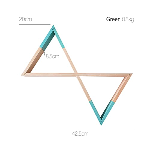 Estantería de pared verde de estilo nórdico. Estante doble flotante triangular de pared. Estantería flotante de habitación de niños y bebés, salón. Estantes de pared de madera para almacenamiento.-Nacnic-Nacnic Estudio SL