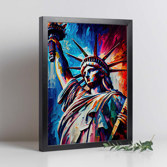 Estatua de Libertad Nacnic NYC New York USA Pintura al óleo Brus. Estampados de arte de pared estético para el diseño de dormitorio o sala de estar.-Artwork-Nacnic-Nacnic Estudio SL