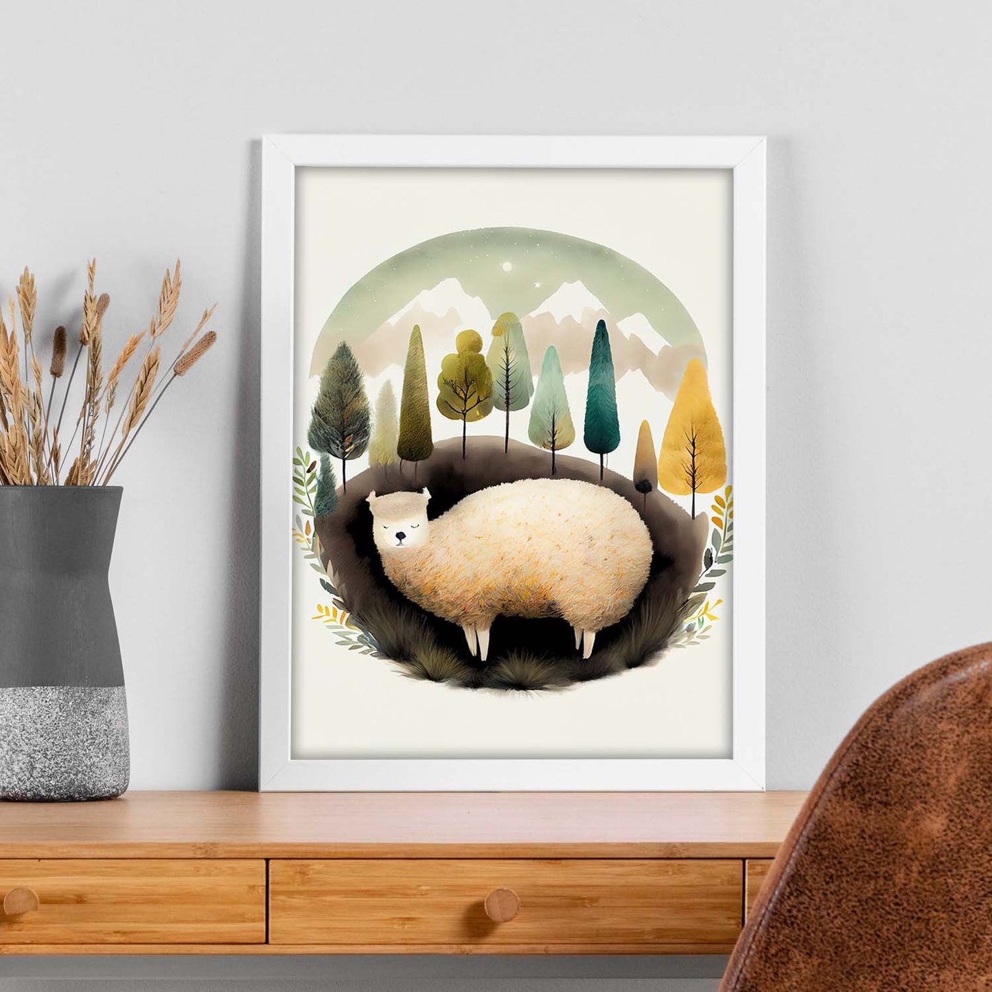 Estilo de precisión de alpaca abstracto nácnico para dormir. Estampados de arte de pared estético para el diseño de dormitorio o sala de estar.-Artwork-Nacnic-Nacnic Estudio SL