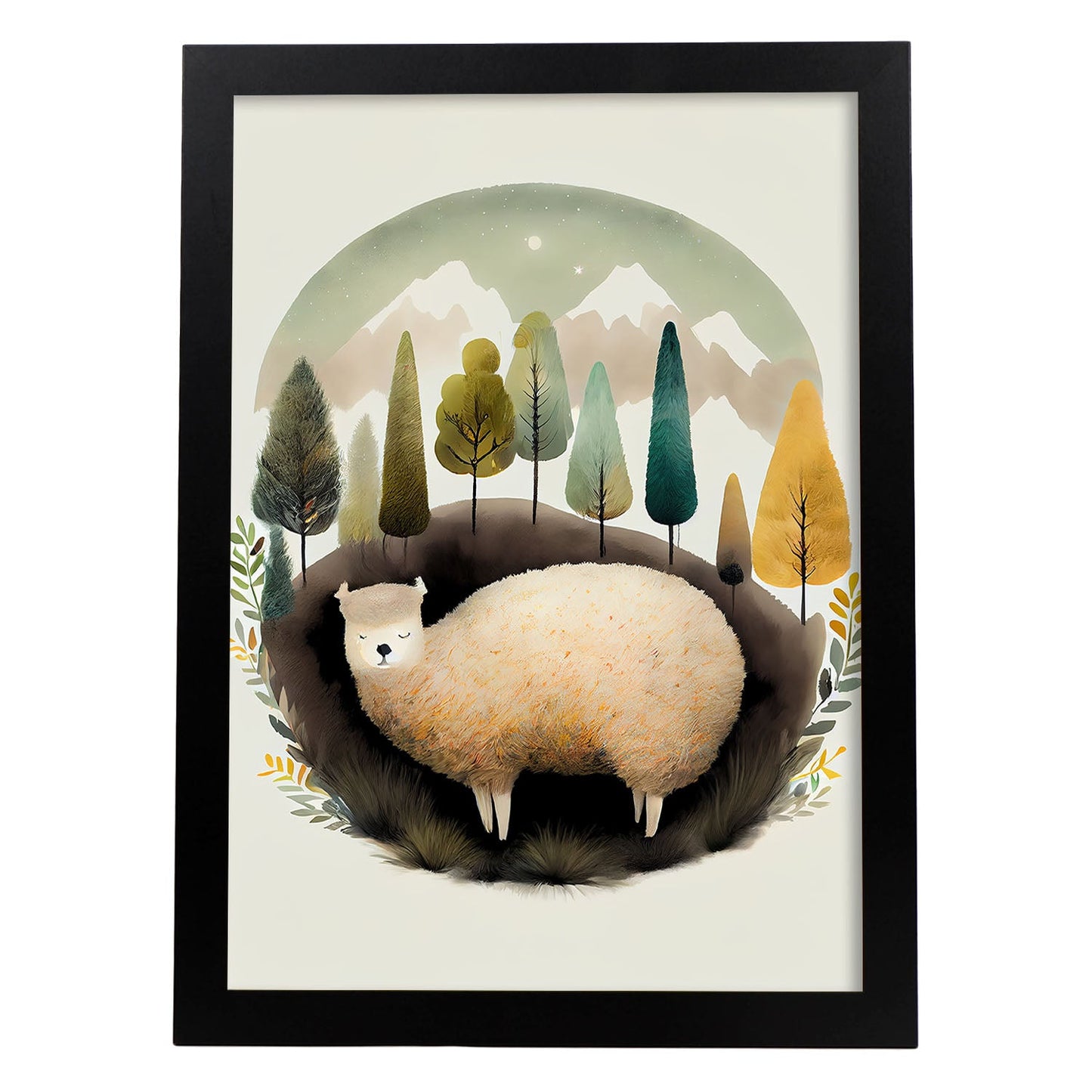 Estilo de precisión de alpaca abstracto nácnico para dormir. Estampados de arte de pared estético para el diseño de dormitorio o sala de estar.-Artwork-Nacnic-A4-Sin marco-Nacnic Estudio SL