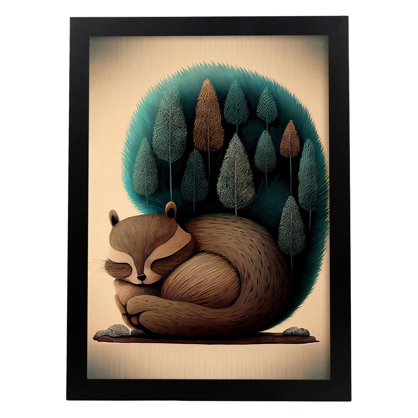Estilo de precisión de ardilla de ardilla esponjosa nacnica. Estampados de arte de pared estético para el diseño de dormitorio o sala de estar.-Artwork-Nacnic-A4-Sin marco-Nacnic Estudio SL