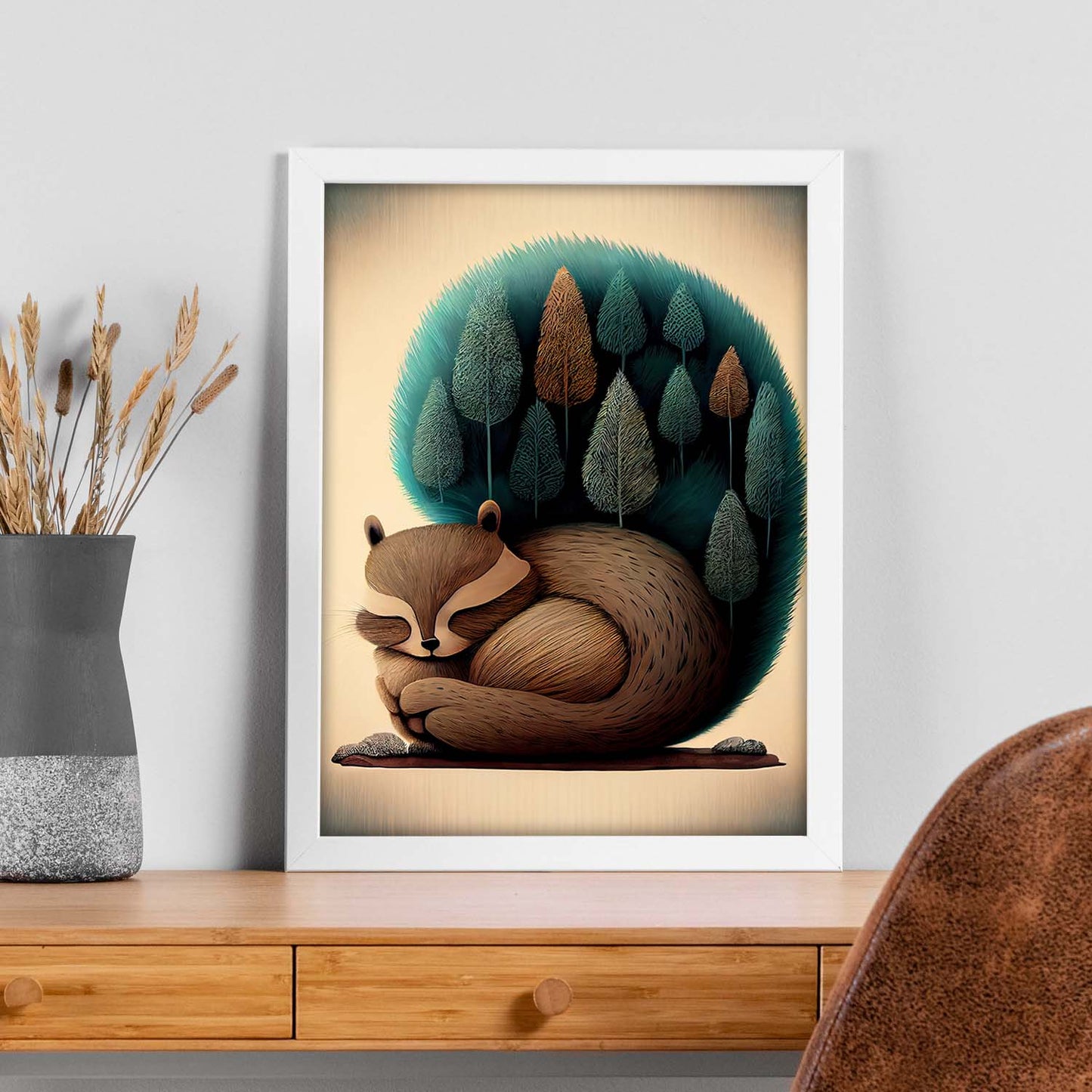 Estilo de precisión de ardilla de ardilla esponjosa nacnica. Estampados de arte de pared estético para el diseño de dormitorio o sala de estar.-Artwork-Nacnic-Nacnic Estudio SL