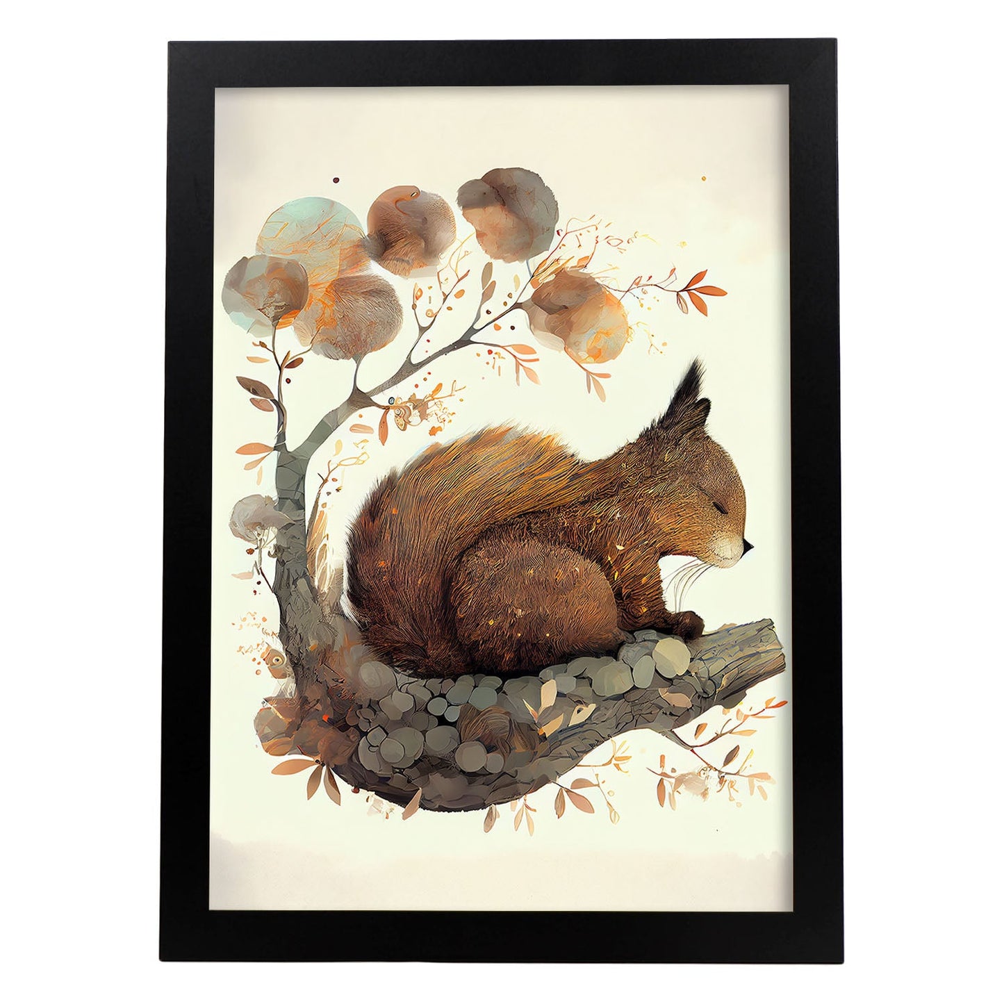 Estilo de precisión de ardilla esponjosa nácnica para dormir. Estampados de arte de pared estético para el diseño de dormitorio o sala de estar.-Artwork-Nacnic-A4-Sin marco-Nacnic Estudio SL