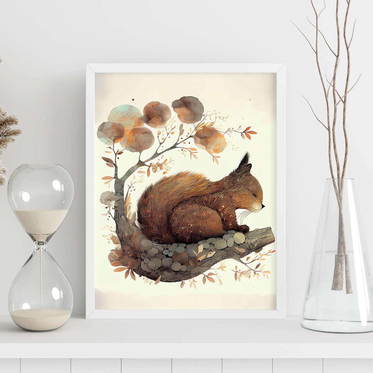 Estilo de precisión de ardilla esponjosa nácnica para dormir. Estampados de arte de pared estético para el diseño de dormitorio o sala de estar.-Artwork-Nacnic-Nacnic Estudio SL