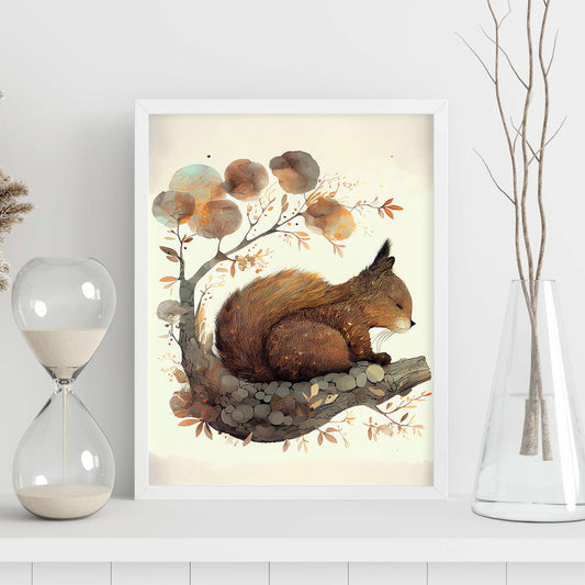 Estilo de precisión de ardilla esponjosa nácnica para dormir. Estampados de arte de pared estético para el diseño de dormitorio o sala de estar.-Artwork-Nacnic-Nacnic Estudio SL