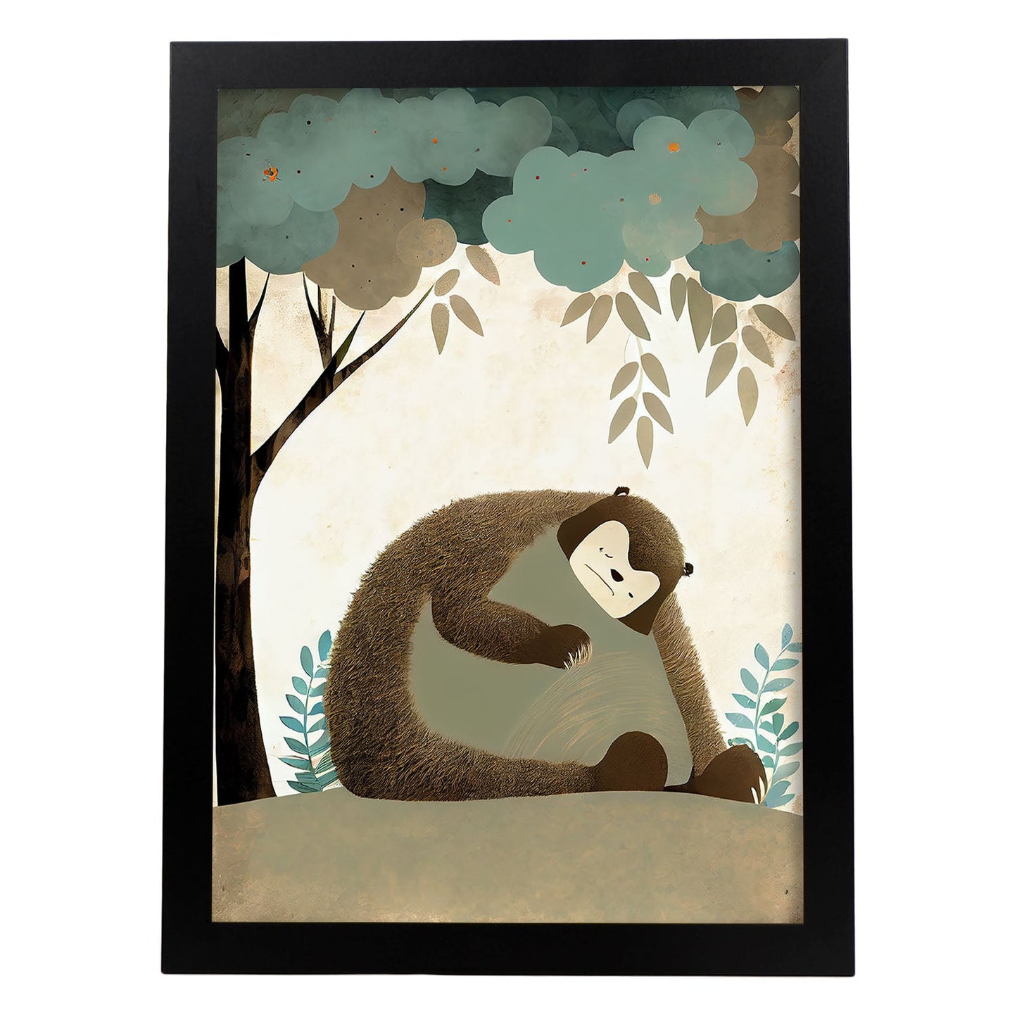 Estilo de precisión de gorila nacnic durmiendo. Estampados de arte de pared estético para el diseño de dormitorio o sala de estar.-Artwork-Nacnic-A4-Sin marco-Nacnic Estudio SL