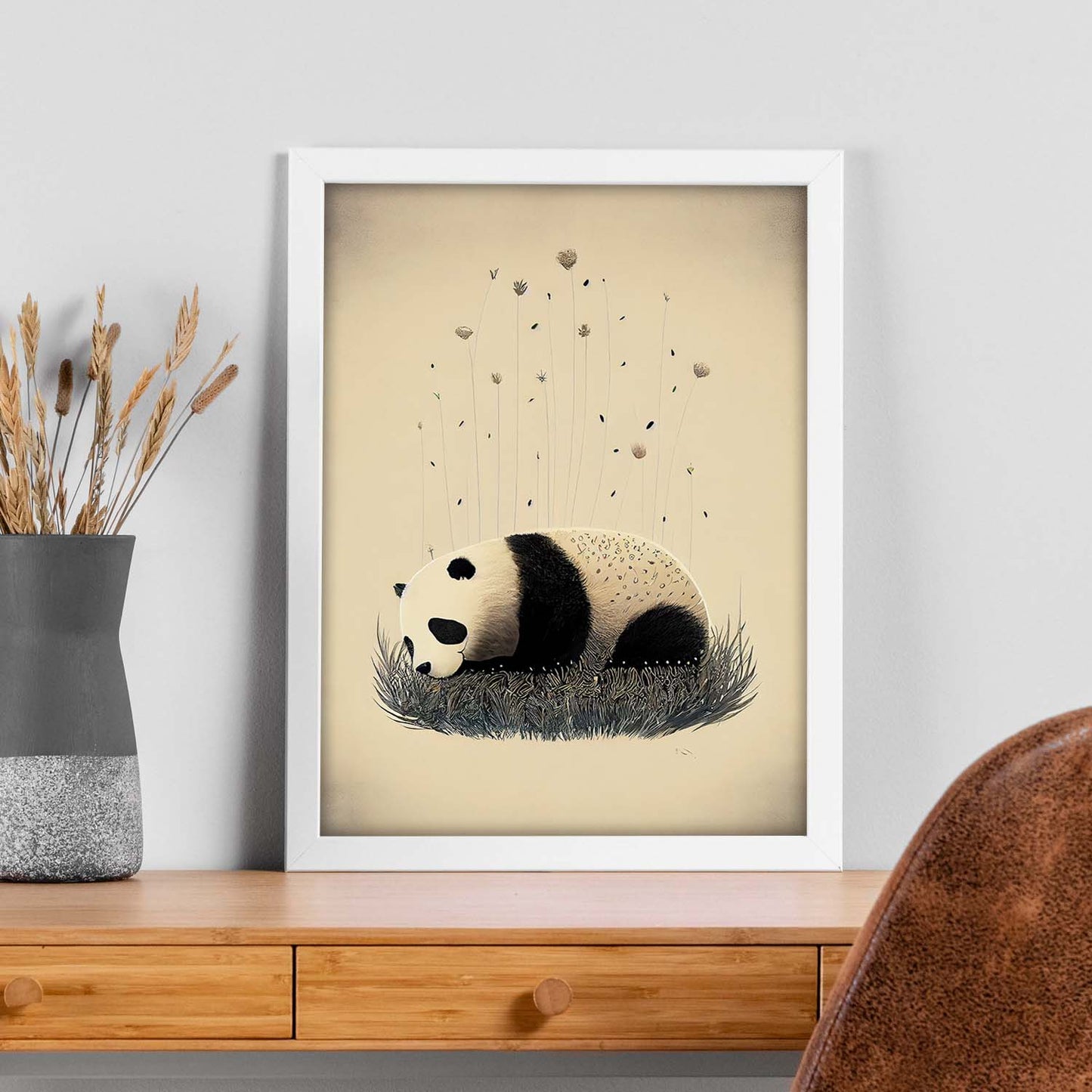 Estilo de precisión de panda nácnico durmiendo. Estampados de arte de pared estético para el diseño de dormitorio o sala de estar.-Artwork-Nacnic-Nacnic Estudio SL