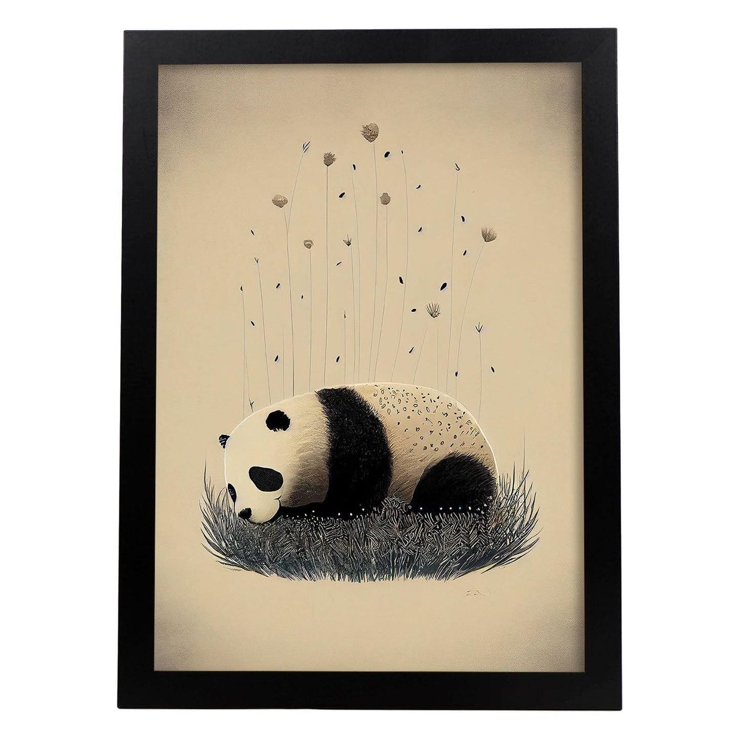 Estilo de precisión de panda nácnico durmiendo. Estampados de arte de pared estético para el diseño de dormitorio o sala de estar.-Artwork-Nacnic-A4-Sin marco-Nacnic Estudio SL