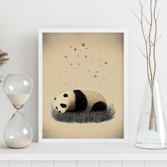 Estilo de precisión de panda nácnico durmiendo. Estampados de arte de pared estético para el diseño de dormitorio o sala de estar.-Artwork-Nacnic-Nacnic Estudio SL
