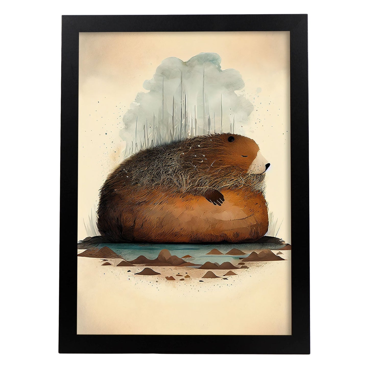 Estilo de precisión del castor esponjoso nacnico para dormir. Estampados de arte de pared estético para el diseño de dormitorio o sala de estar.-Artwork-Nacnic-A4-Sin marco-Nacnic Estudio SL