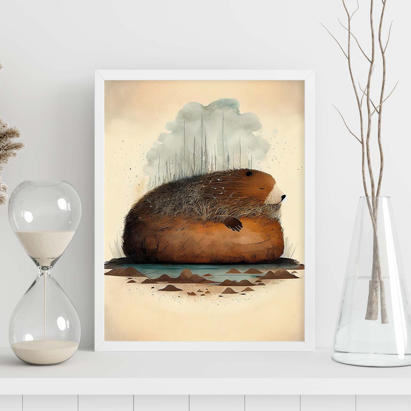 Estilo de precisión del castor esponjoso nacnico para dormir. Estampados de arte de pared estético para el diseño de dormitorio o sala de estar.-Artwork-Nacnic-Nacnic Estudio SL