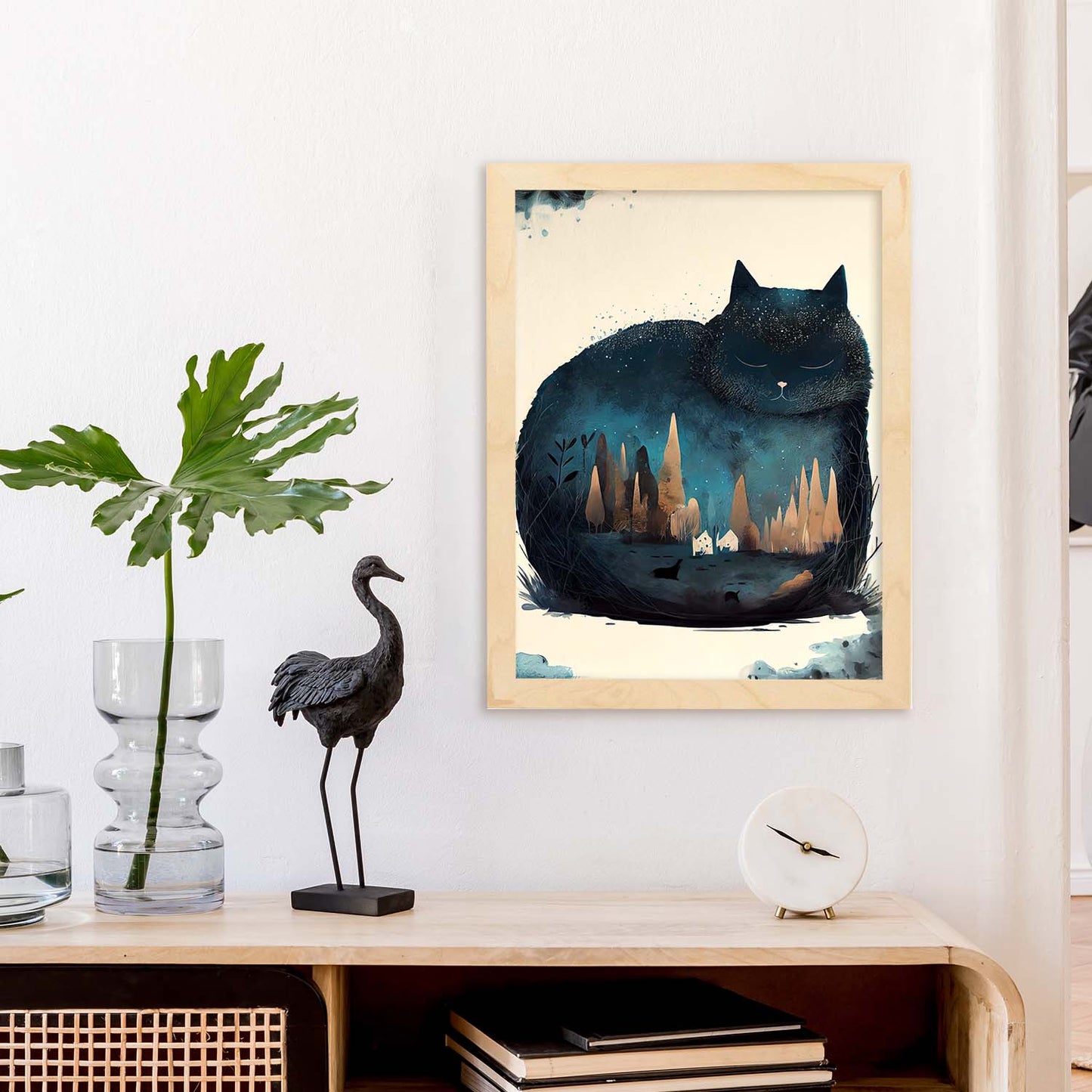 Estilo de precisión del gato esponjoso nacnico para dormir. Estampados de arte de pared estético para el diseño de dormitorio o sala de estar.-Artwork-Nacnic-Nacnic Estudio SL