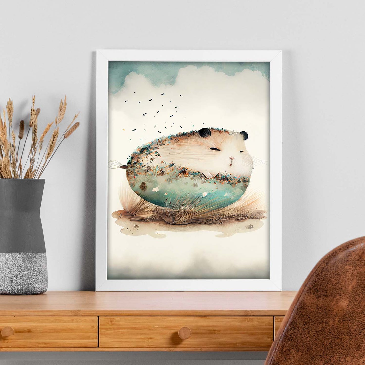 Estilo de precisión del hámster esponjoso nácnico abstracto para dormir. Estampados de arte de pared estético para el diseño de dormitorio o sala de estar.-Artwork-Nacnic-Nacnic Estudio SL