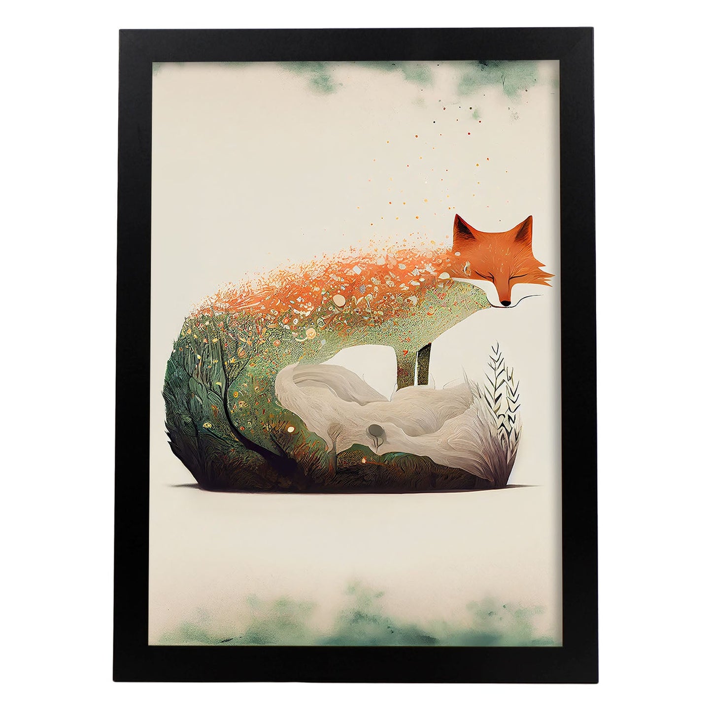 Estilo de precisionismo de zorro nacnico durmiendo. Estampados de arte de pared estético para el diseño de dormitorio o sala de estar.-Artwork-Nacnic-A4-Sin marco-Nacnic Estudio SL