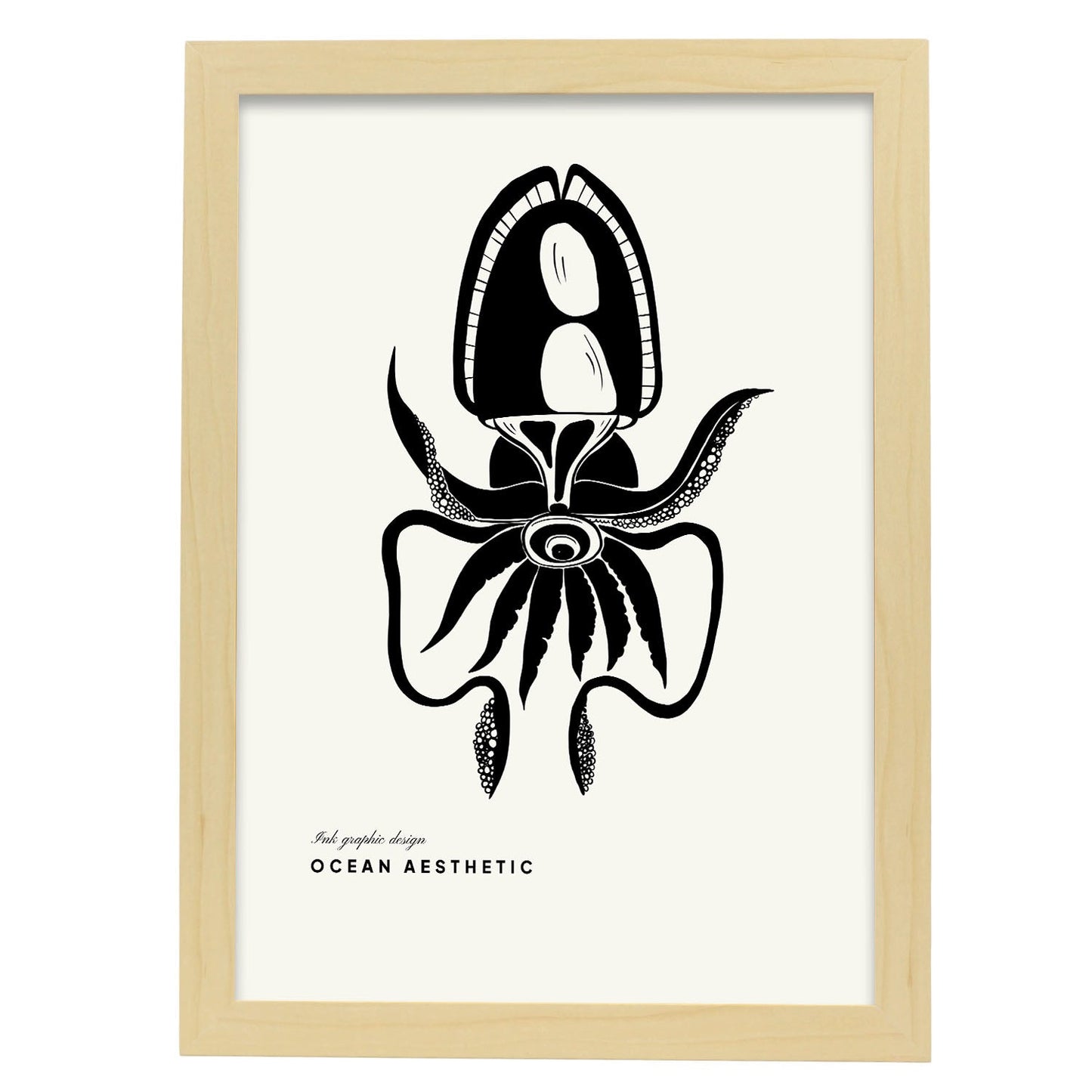 Eye-Flash Squid-Artwork-Nacnic-A3-Marco Madera clara-Nacnic Estudio SL