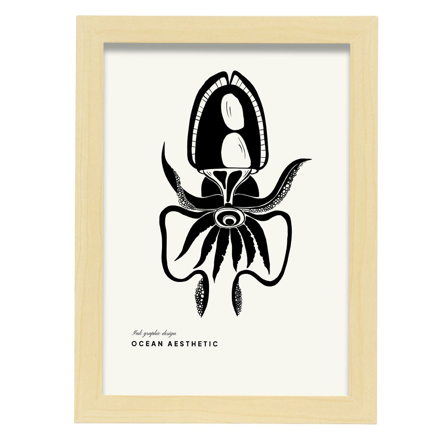Eye-Flash Squid-Artwork-Nacnic-A4-Marco Madera clara-Nacnic Estudio SL