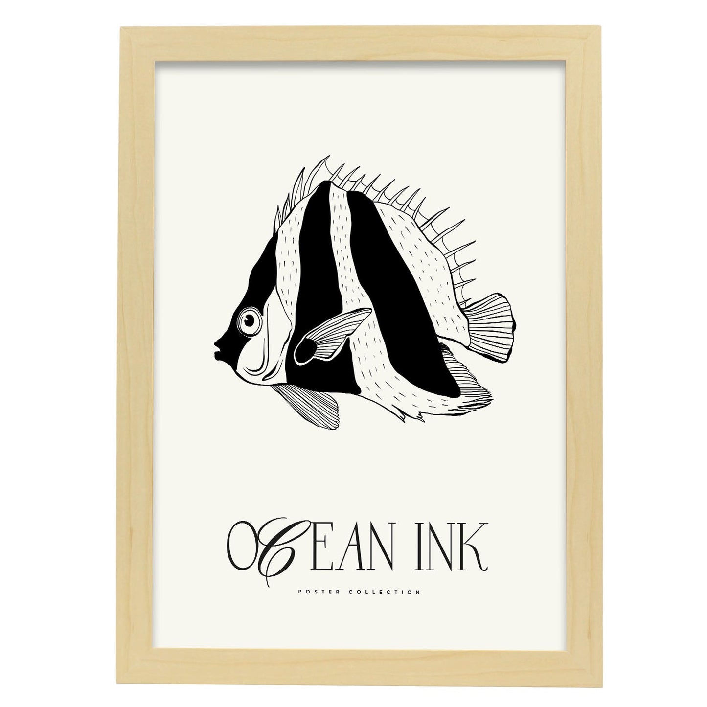 Fish Stripes-Artwork-Nacnic-A3-Marco Madera clara-Nacnic Estudio SL