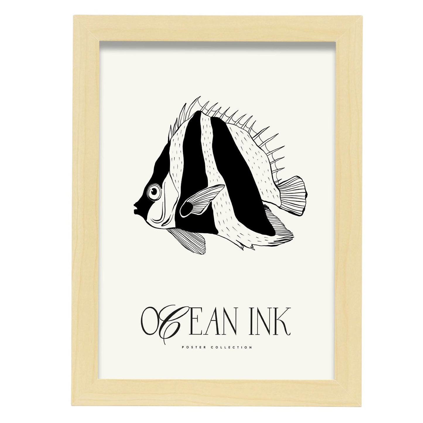 Fish Stripes-Artwork-Nacnic-A4-Marco Madera clara-Nacnic Estudio SL